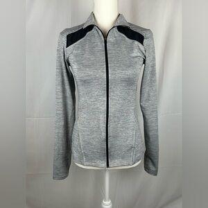 Womens Sweatshirt CHAMPION Full Zip Gray Black Vents Thumb Holes Size X Small